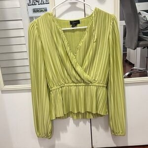 Green Pleated Wrap Top